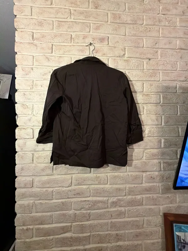 Zara Brown Button-Up Collared Shirt Size S - Image 3