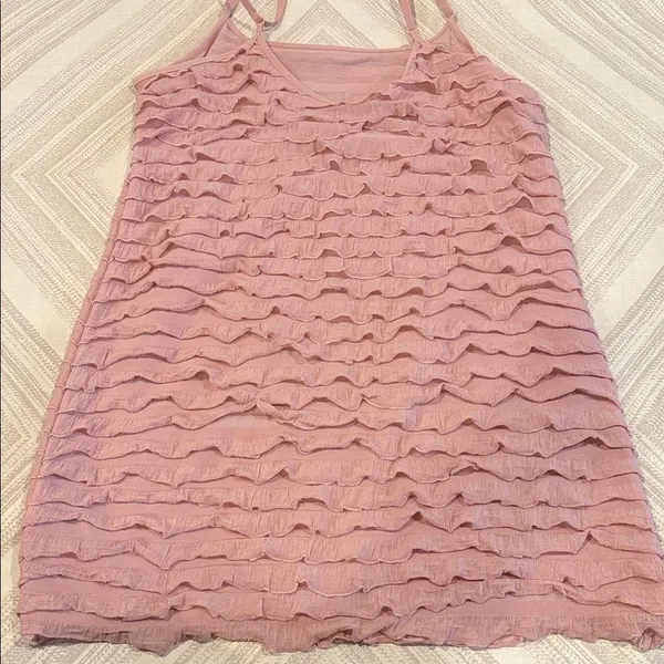 Free People Pink Ruffled Adjustable Strap Long Tank Top Women’s Small - Image 7