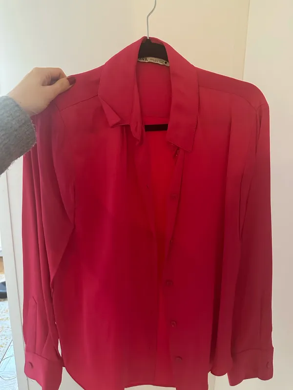 ZARA Pink Button Down Satin Blouse - Image 3