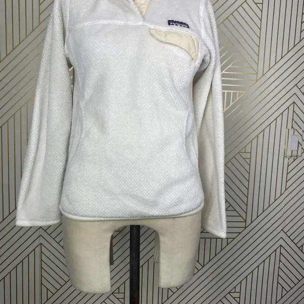 Patagonia Re-Tool Snap-T Fleece Pullover‎ Hoodie Sweatshirt Cream Size US XS - Image 7