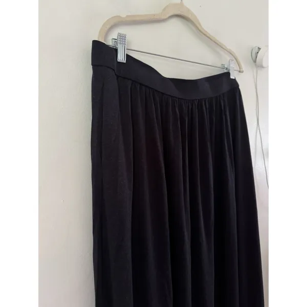 NWT OGL Soft Linen Knit Gathered A Line Maxi Skirt Size XL Navy Blue Pockets - Image 4