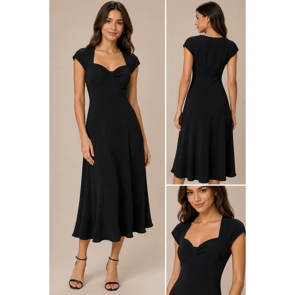 Jones New York Dress Black Polyester Midi Evening Career Work Party‎ Cocktail - Image 2