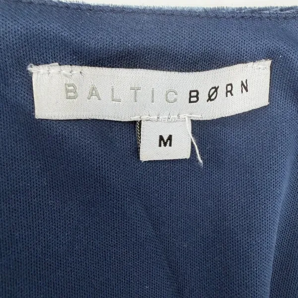 Baltic Born Navy Blue Velvet Faux Wrap Tiered Mini Dress Long Sleeve Size M - Image 8