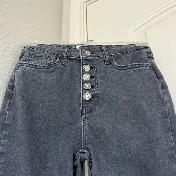 Free People Sabrina Button Front High Waisted Skinny Washed Black Gray Size 25 - Image 12
