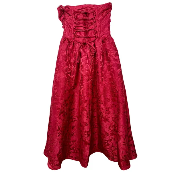 NWT Babyboo Saoirse Red Floral Jacquard Strapless Fit & Flare Midi Dress Size S - Image 10