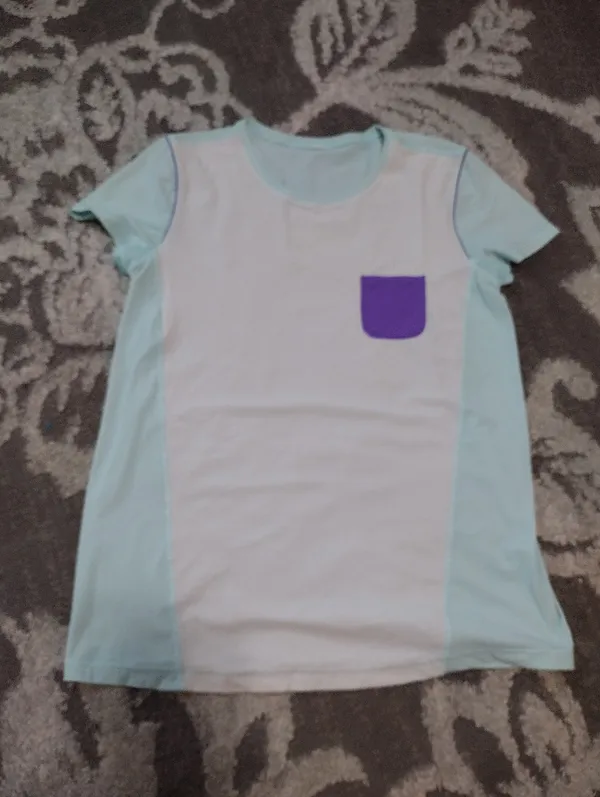 Lululemon Runbeam Short Sleeve Aquamarine And White Shirt - Image 2