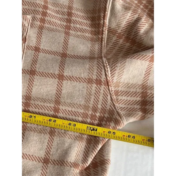 XL Victorias Secret PINK Womens Beige Plaid Flannel Shirt or Shacket Pocket - Image 8