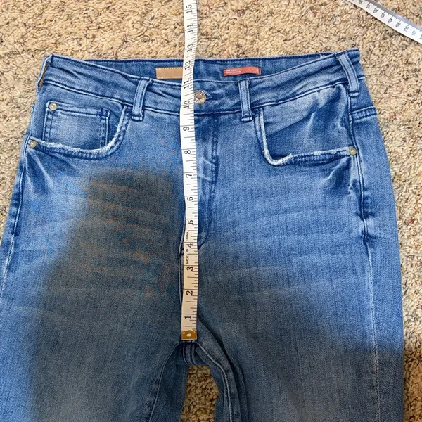 Pilcro Anthropologie The Icon High Waist Distressed Denim Flare Jeans Size 28 - Image 15