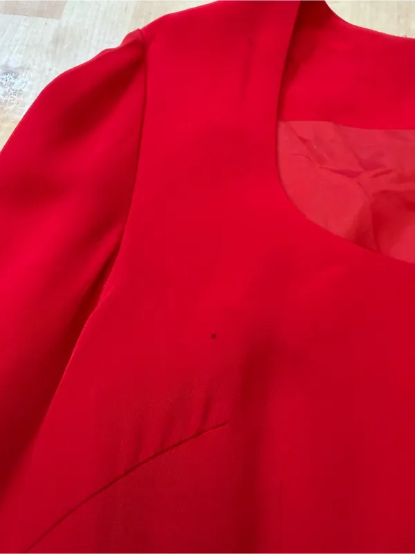 Hugo Buscati Red Silk Long Sleeve Dress - Image 4