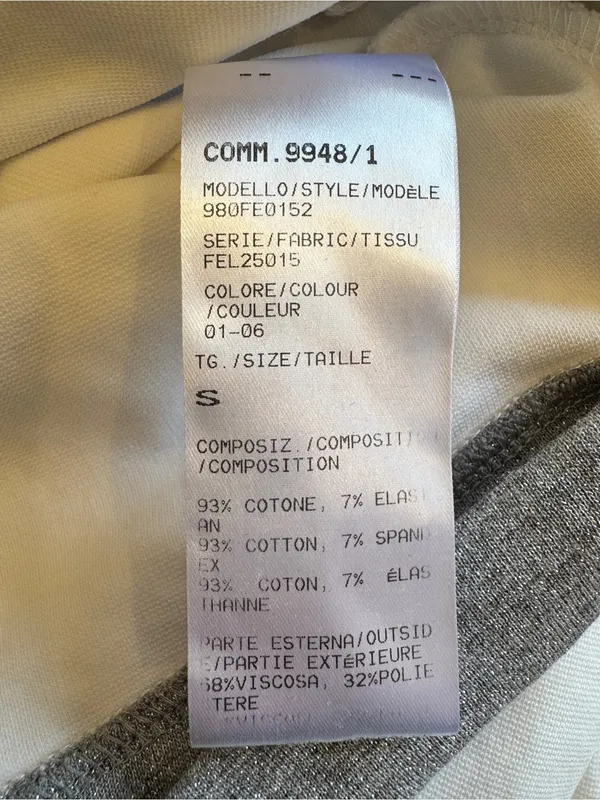Eleventy Made In Italy hoodie white with gray trim‎ size small. Cotton. - Image 6