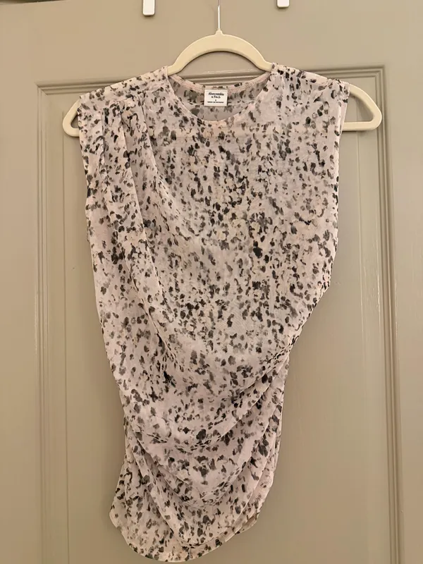 Abercrombie & Fitch leopard print draped mesh top in size S - Image 2