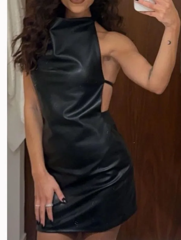 Zara black leather dress - Image 2