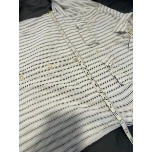 Madewell Perfect Fit Shirt Sz:M Coastal Striped Button Down crushed gauze finish - Image 3