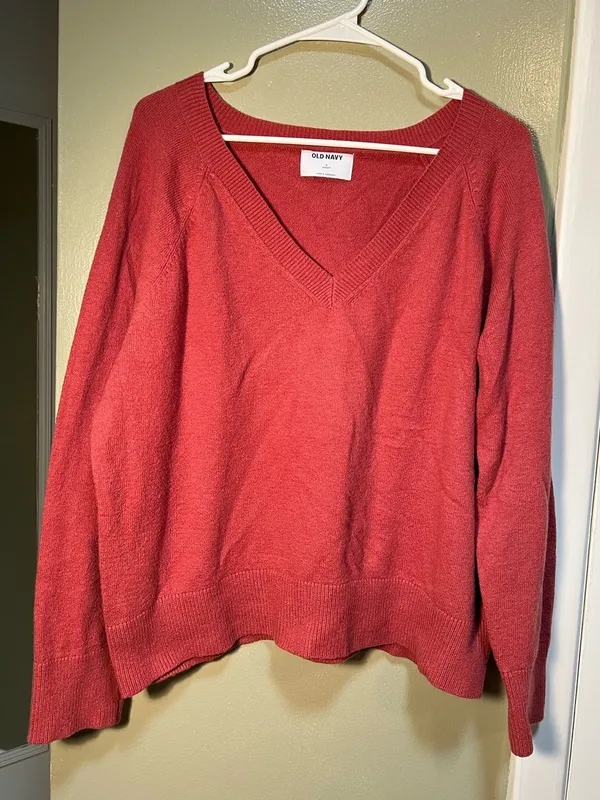 Old Navy Women's Size Large SoSoft Loose V-Neck Sweater Mauve Rose‎ Pink Stretch - Image 2