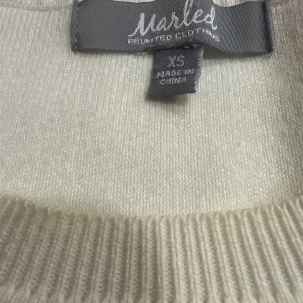 Marled Reunited Striped Crochet Hem Sweater Women's XS - Image 2