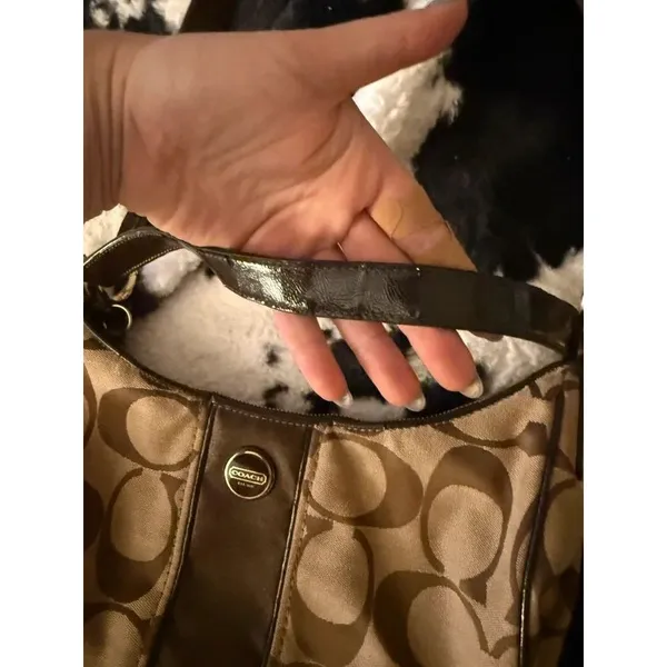 Vintage Coach Signature Stripe Hobo - Image 8