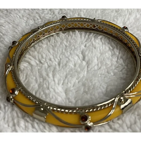 Source Unknown Bangle Bracelet Rhinestones Gold Tone Framed Vintage Jewelry Wedding Indian 8” - Image 4