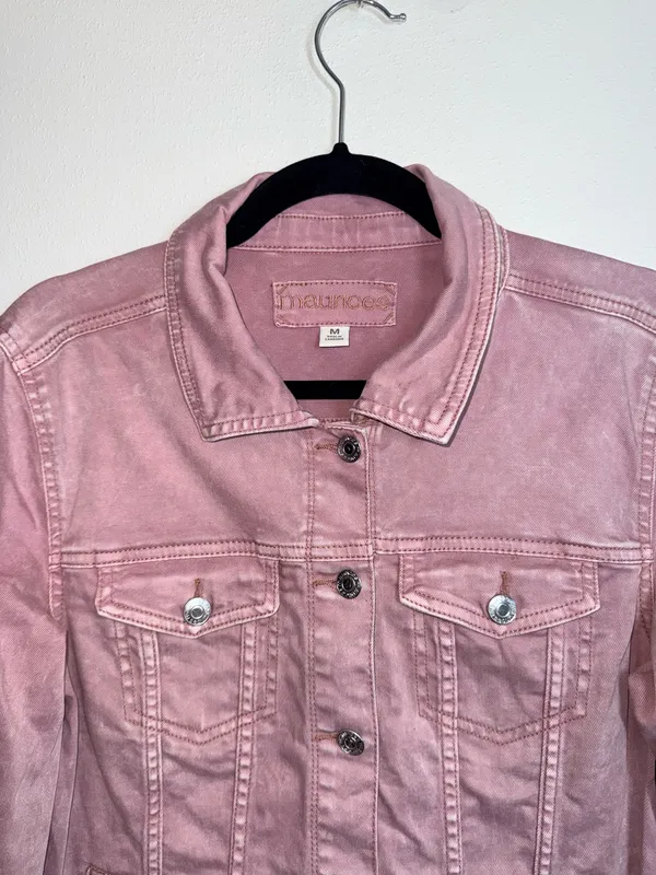 Maurices Blush Pink Denim Jacket Collared Button Front - Image 3