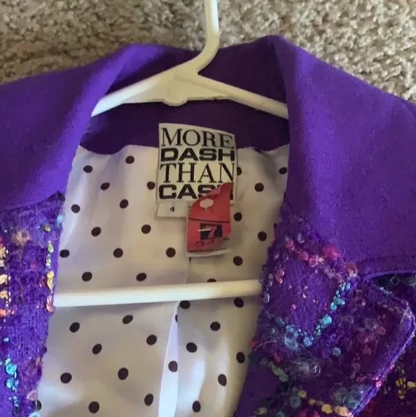Vintage More Dash Than Cash Bouclé Purple Cropped Jacket - Image 3