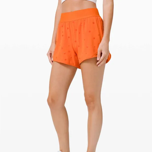 Lululemon Hotty Hot Short 4" *Logo Poco Logo Foil Amber Orange Size 4 - Image 3