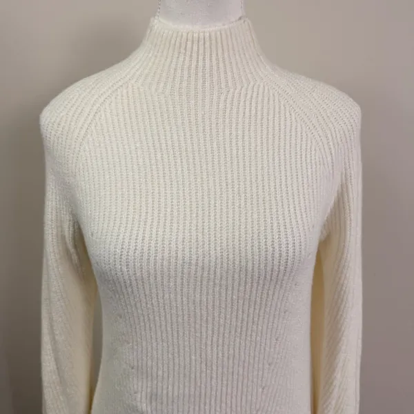 Abercrombie & Fitch Cream Ribbed Mock Neck Long Sleeve Sweater Dress XST NEW - Image 4