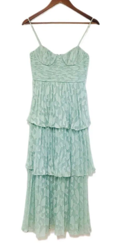 GIANNI BINI Sage Green Tiered Corset Midi Dress Cocktail Party Formal Size 2 New - Image 2