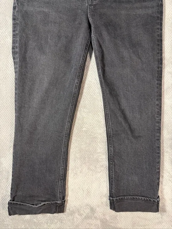AGOLDE Size 31 High Rise Straight Leg Jeans Washed Black Button Fly Cuffed Hem - Image 3