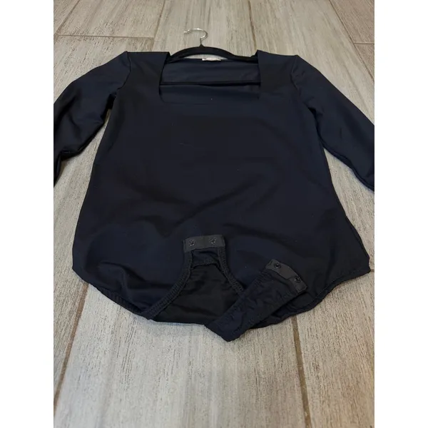 Free People Intimately Square Neck Bodysuit Womens S Black Snap Thong Minimalist - Image 4