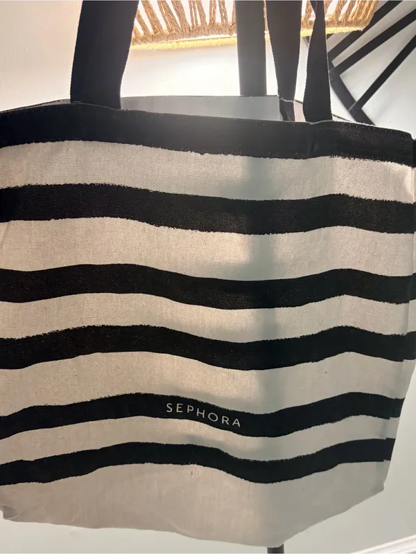 Sephora Black and White Striped Canvas Tote - Image 5