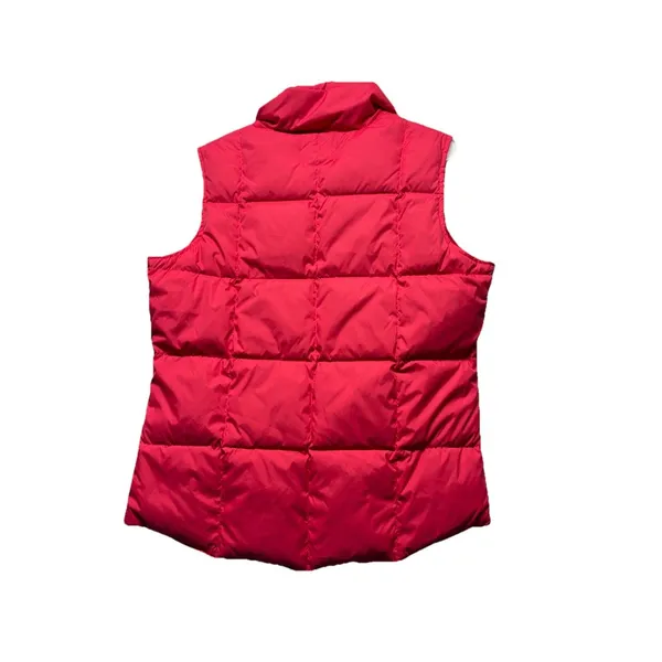 Lands' End Down Puffer Vest Women's Sz Small Hot Pink Snap High Neck Quilted - Image 4