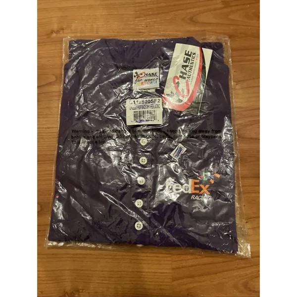 Vtg Chase Authentics Nascar Women's Polo Shirt "Fedex Racing" Size M Purple - Image 4