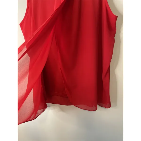 Iwollence XL Red Sleeveless Blouse Layered Chiffon Career Party Top - Image 2