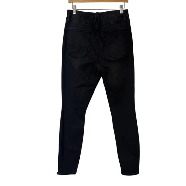 Good American Good Waist Jeans Womens 32‎ Black High Rise Skinny Distressed - Image 7