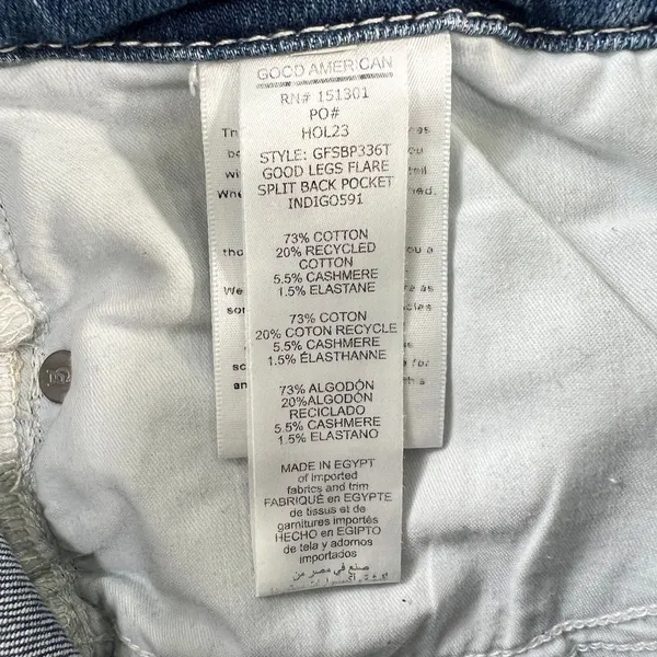 Good American Good Legs Flare Jeans Cashmere Blend Split Back Pocket Size 4 / 27 - Image 5