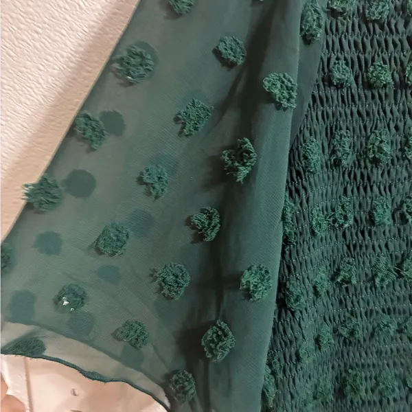 Elegant Dark Green V-neck Ruched Dress XL - Image 4
