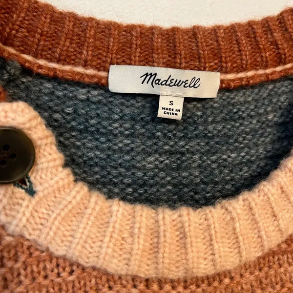Madewell Wool and Alpaca Blend Sweater S Ombre Earthy Coastal Sunset Textured - Image 2