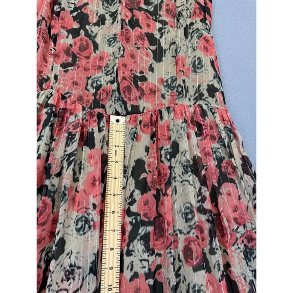 ASTR The Label Taupe Pink Floral Metallic Tiered Maxi Dress Small ACDR100834B‎ - Image 7