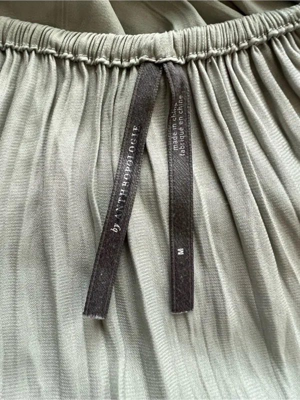 Anthropologie Women’s Halter Neck Tie Back Flowy Maxi Dress Sage Green Size M - Image 5