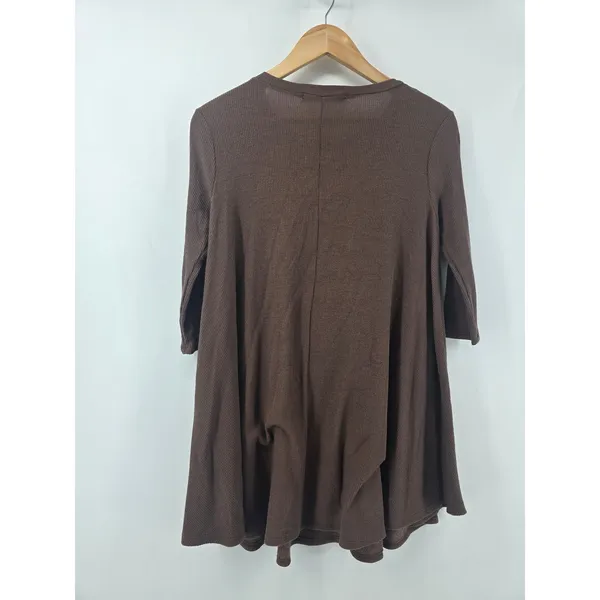 Project Social T Tunic Womens XS Brown Ribbed 3/4 Sleeve Babydoll Top‎ 2317-71 - Image 3