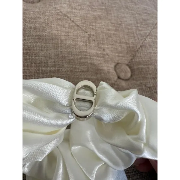 Christian Dior Beauty White Satin Hair Scrunchie - Image 4