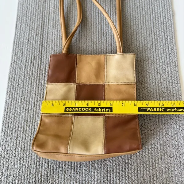Vintage 90’s Y2K Tan Brown Patchwork Rectangular Shoulder Bag - Image 8