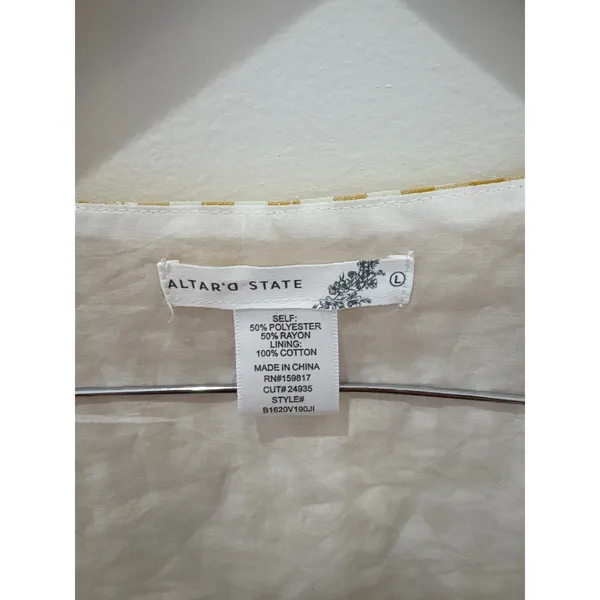 Altar'd‎ State Gingham Floral Embroidered Tie Front Vest Top Yellow White - Image 2