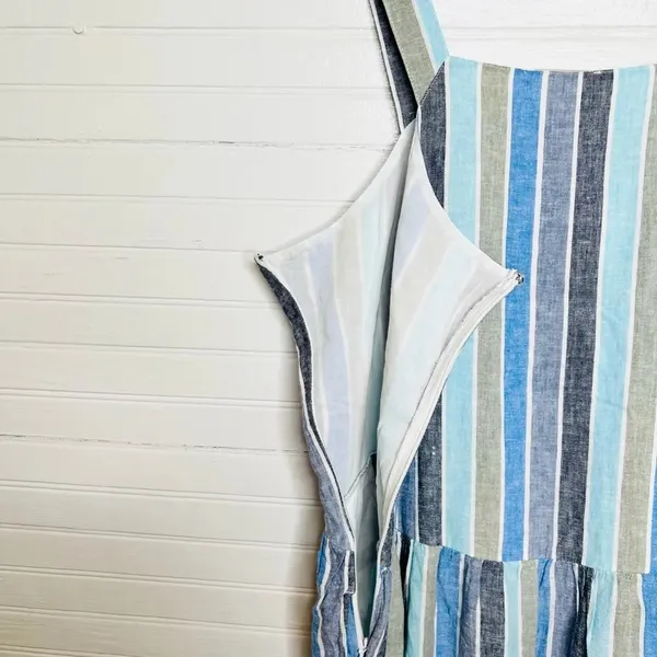 Caslon Women's Sleeveless Striped Maxi Dress Blue Size S Linen Blend - Image 9