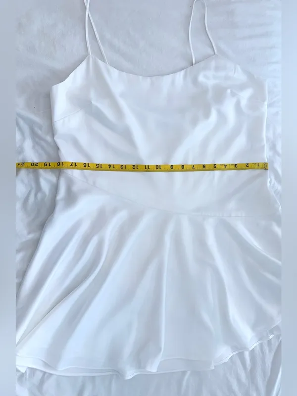 NWT Abercrombie & Fitch Asymmetrical Hem Mini Dress – White Satin – LP - Image 8