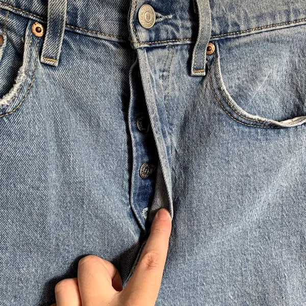Levi's 501 Light Wash Raw‎ Hem Skinny Jeans - Image 3