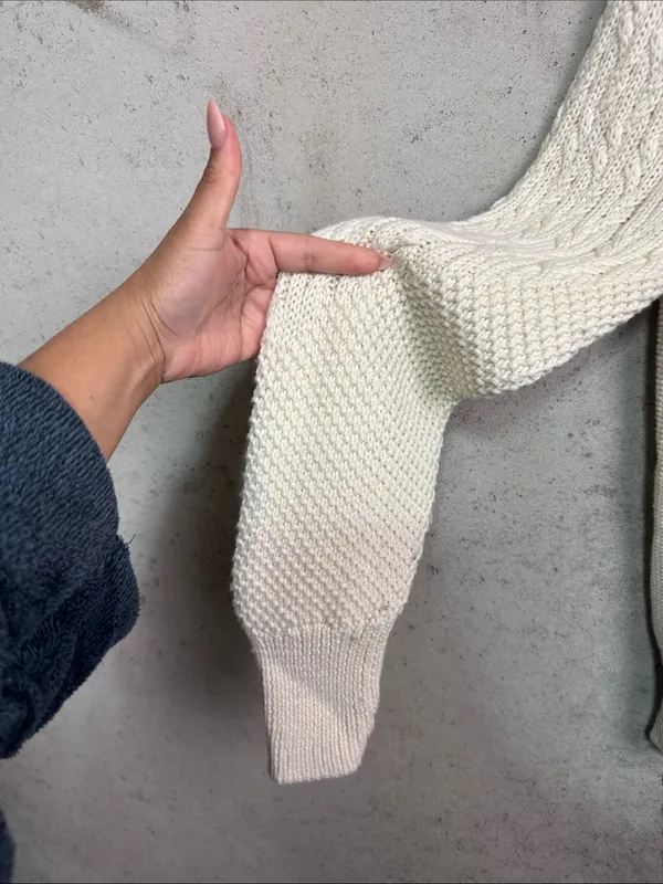 Tuckernuck Ivory Cable-Knit fisherman wool Crew neck Sweater sz L - Image 6
