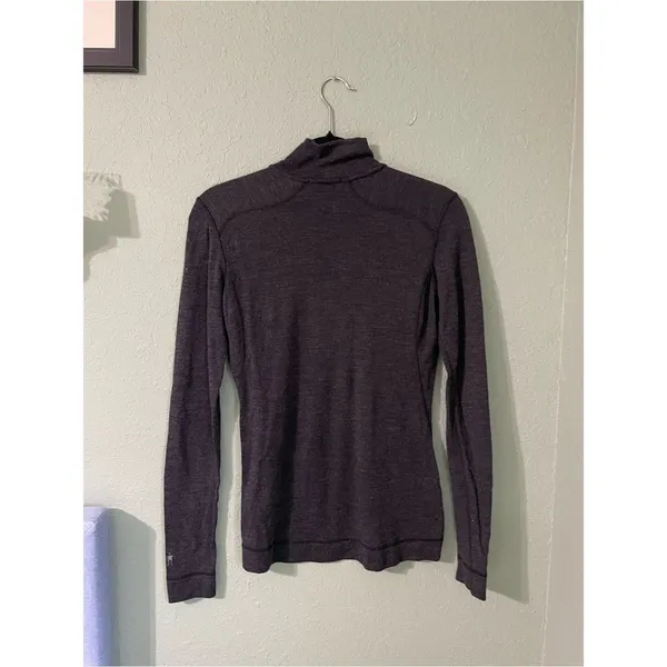Women’s Smartwool 100% Merino Wool Long Sleeve Quarter Zip Base Layer Charcoal S - Image 5