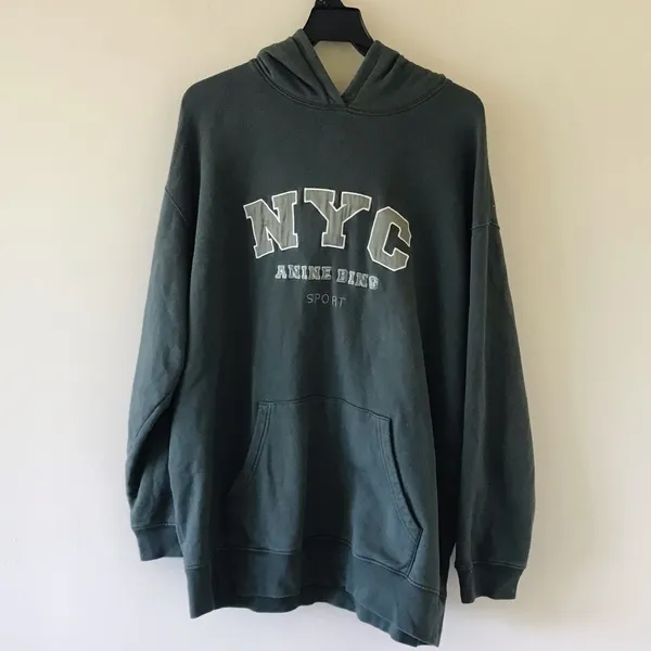 Anine Bing Vincent Hoodie NYC Charcoal Green - Image 4