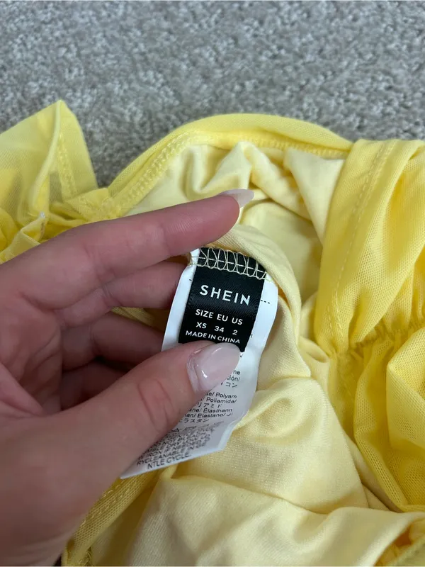 Yellow Ruched Square-Neck Tank Top Size XS - Image 3