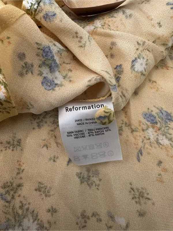 Reformation Yellow Floral Puff-Sleeve Mini Dress - Image 10